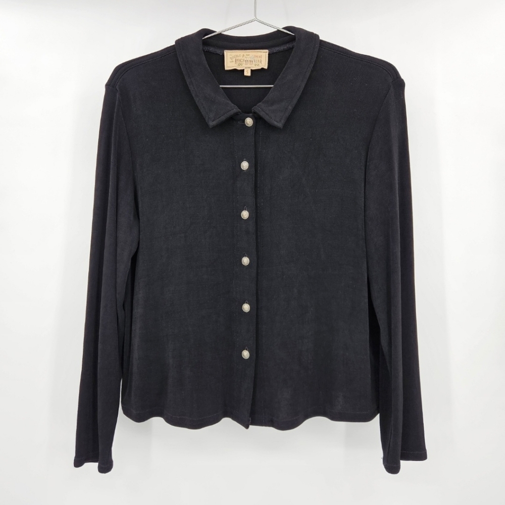 Double D Ranch Black Button Down Shirt Blouse Top Small